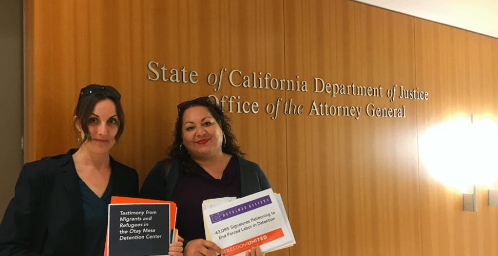43,106 signatures handed to California Attorney General calling to  investigate allegations of forced labor in detention 