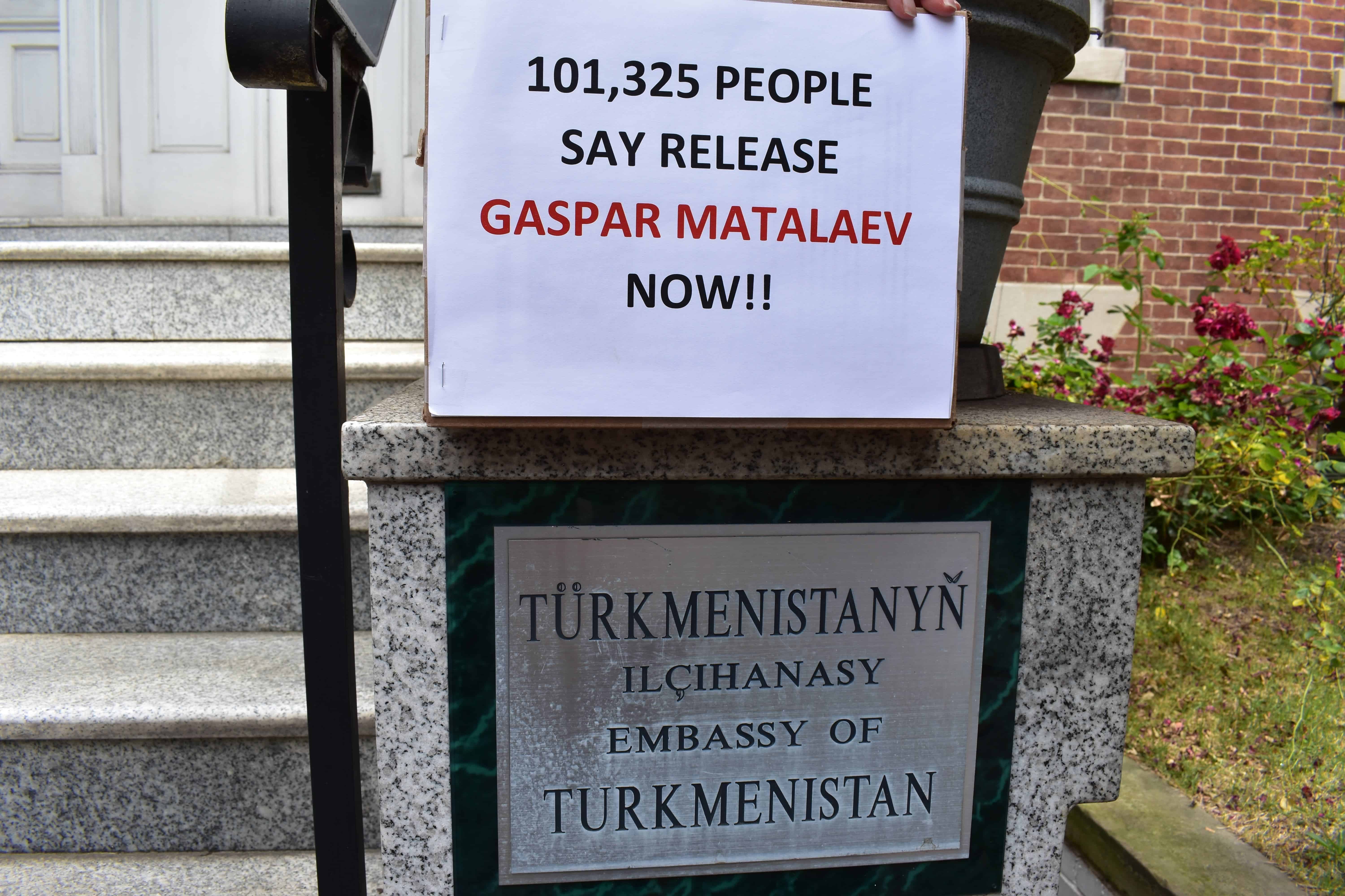 Sign outside Embassy of Turkmenistan, DC