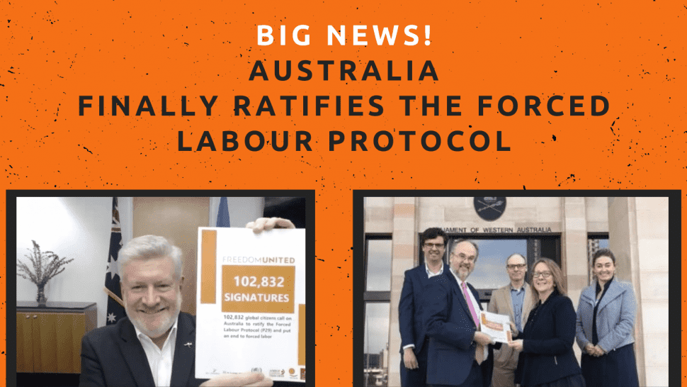 Australia ratifica el Protocolo de trabajo forzoso