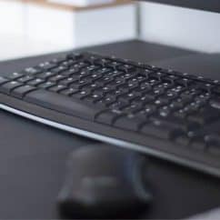 Desktop computer keyboard and mouse