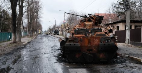 Military tank on streets