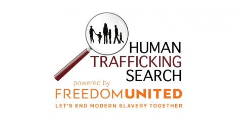 Logo for Human Trafficking Search powered by Freedom United against a white background