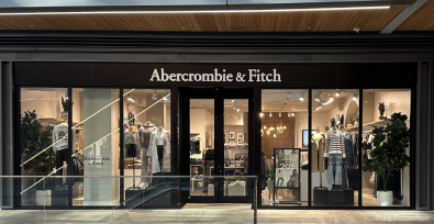 Abercrombie & Fitch store front. Former CEO arrested for sex trafficking.