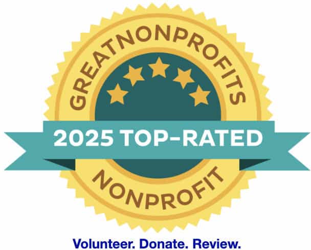 Badge showing GreatNonProfits rates Freedom United Top-rated